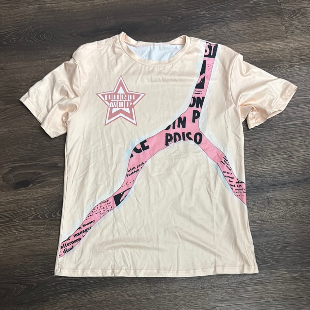 Peach Graphic T-Shirt with Pink Accents